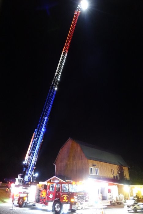 Fire ladder lights up the sky