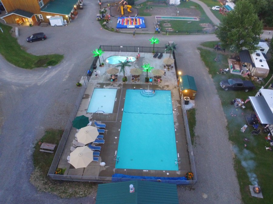 Arial View of Hot Tub and Pool at Triple R Camping Resort in Western NY