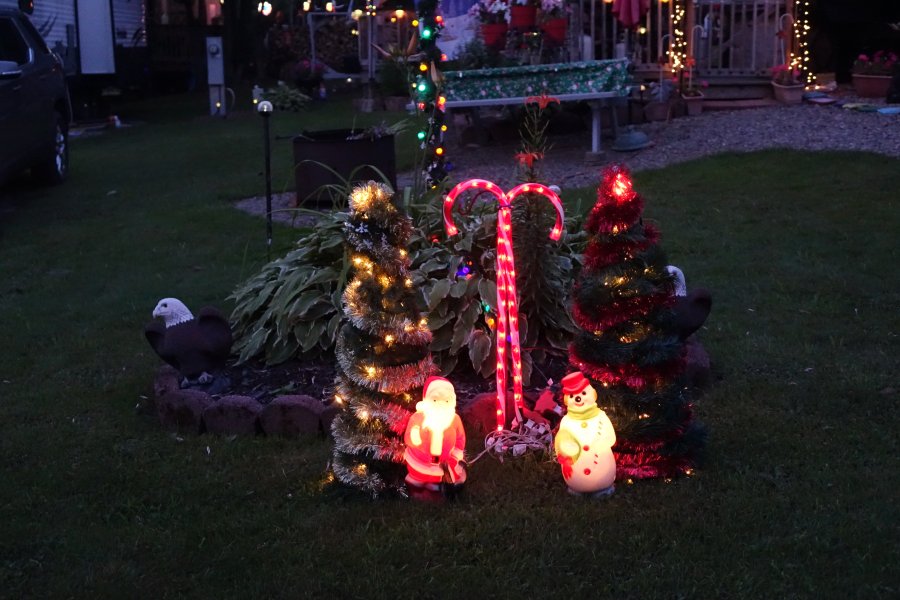 Camper with Christmas decorations