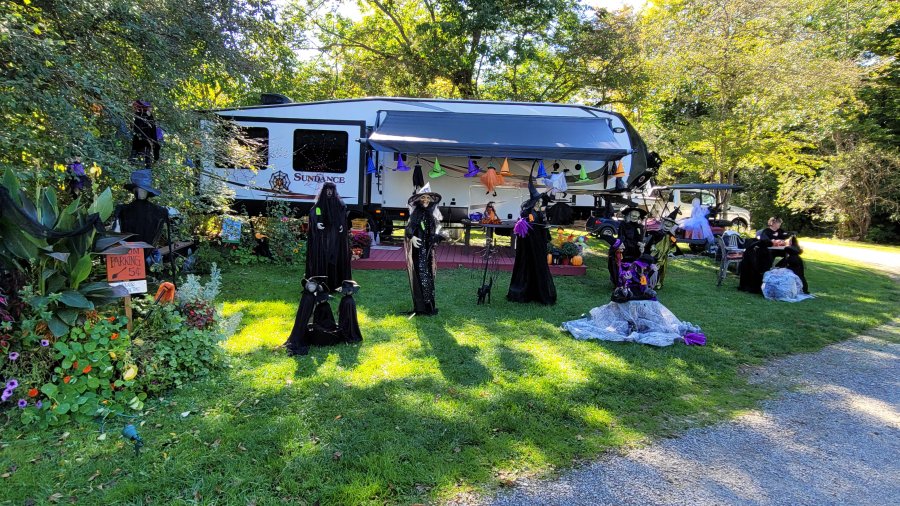 Site decorated with Halloween Decorations at Triple R Camping Resort