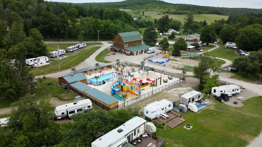 arariel view of sites at Triple R Camping Resort a campground in WNY