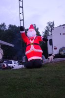 Camper with Christmas decorations