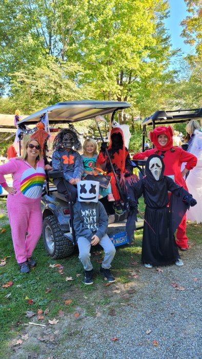 Kids and families out trick or treating at Triple R Camping Resort