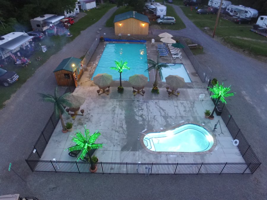 Arial View of Hot Tub and Pool at Triple R Camping Resort in Western NY