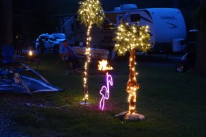 Camper with Christmas decorations