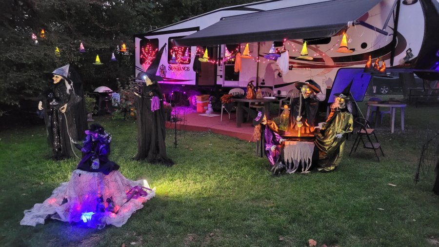 Site decorated with Halloween Decorations at Triple R Camping Resort