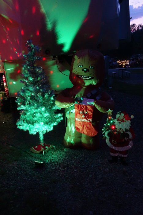 Camper with Christmas decorations