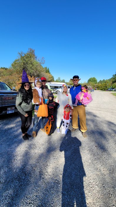 Kids and families out trick or treating at Triple R Camping Resort