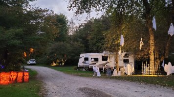 Site decorated with Halloween Decorations at Triple R Camping Resort