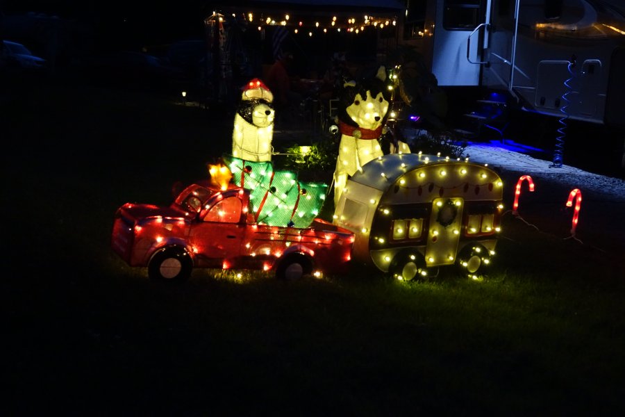 Camper with Christmas decorations