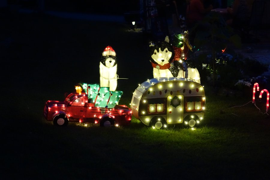 Camper with Christmas decorations