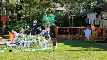 Site decorated with Halloween Decorations at Triple R Camping Resort