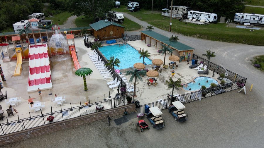 aquatics area at Triple R Camping Resort in Western NY