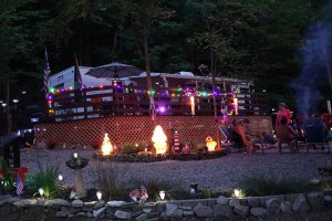 Camper with Christmas decorations