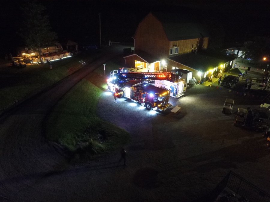 Arial View of Fire Department Visit to Triple R Camping Resort