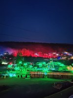 Awesome night shot of the LeeKee Lagoon and the ring of fire at the pond together at Triple R