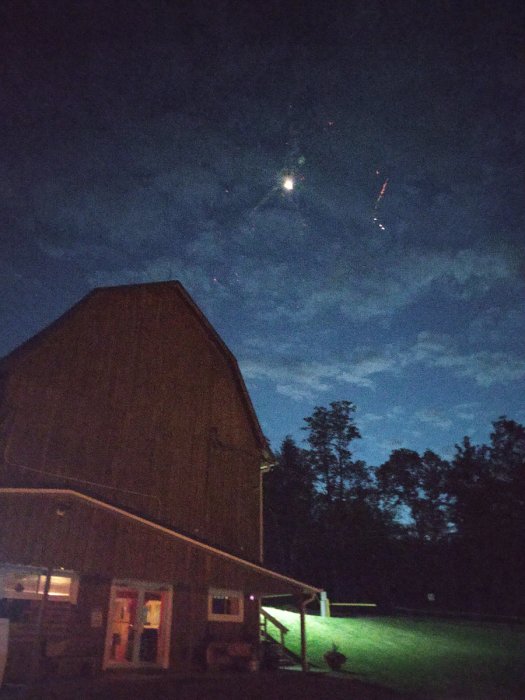 Awesome night shot of barn at Triple R