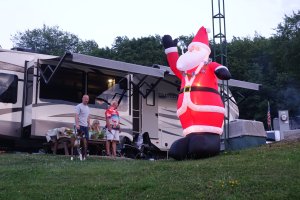 Camper with Christmas decorations