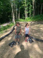 Kids playing on the RC track