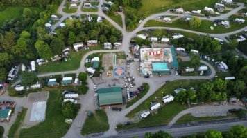 Drone image of the water play area at Triple R