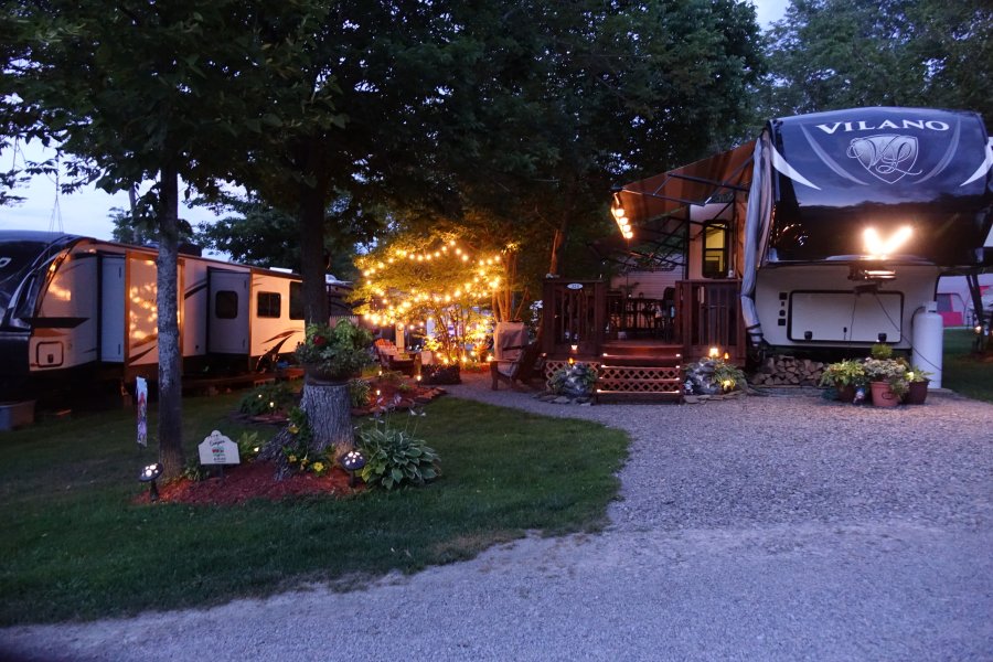 Camper with Christmas decorations