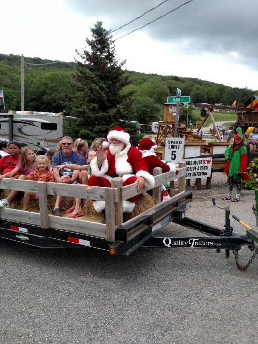 Wagon Ride at Christmas in July Weekend and Triple R Campground in Western NY