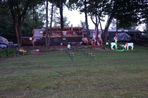 Camper with Christmas decorations