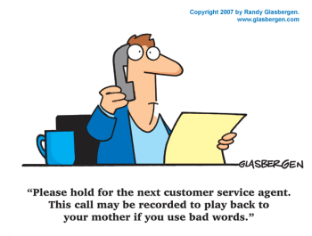 Comic of a man calling customer service by Randy Glasbergen