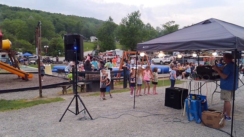 Campers Listening to Band During Memorial Day Weekend 2018 at Triple R Campground in Western NY