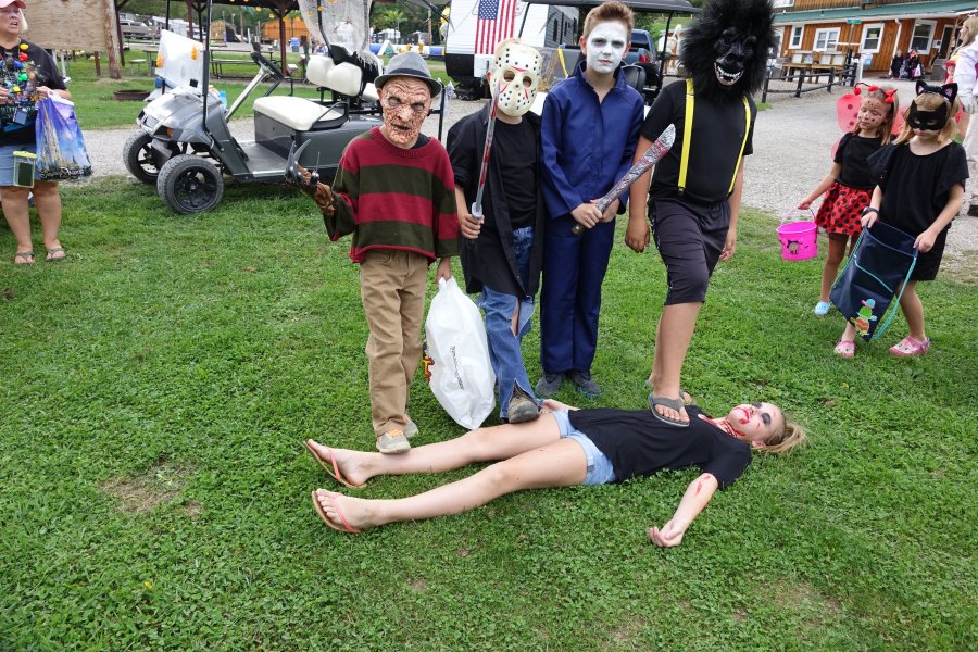 Campers in Costume Halloween Weekend 2018 at Triple R Campground in Western NY