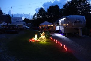 Camper with Christmas decorations