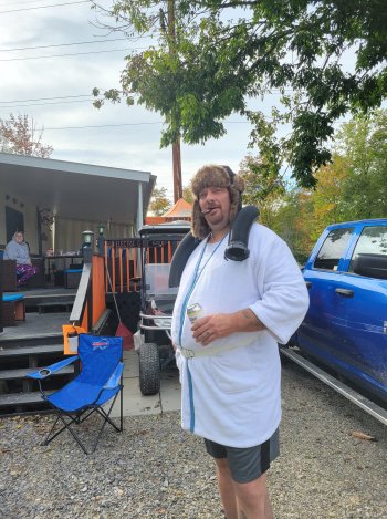 man dressed in halloween costume at triple r camping resort a campground in wny