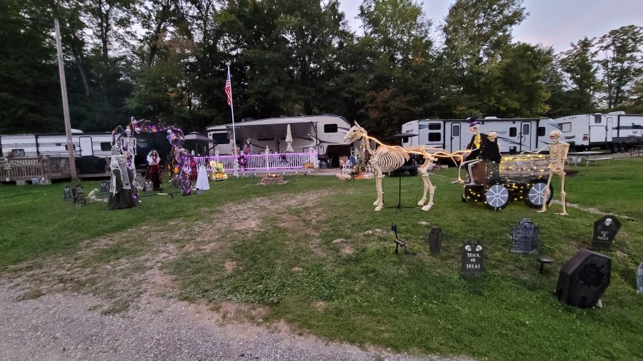 Site decorated with Halloween Decorations at Triple R Camping Resort