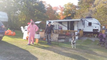 Kids and families out trick or treating at Triple R Camping Resort