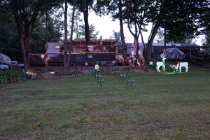 Camper with Christmas decorations