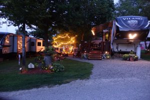 Camper with Christmas decorations