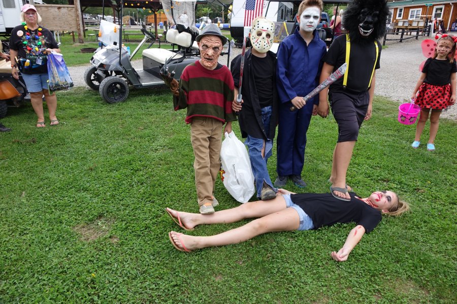 Campers in Costume Halloween Weekend 2018 at Triple R Campground in Western NY