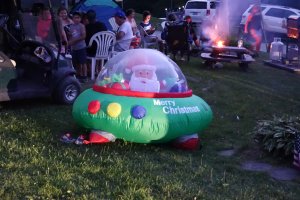 Camper with Christmas decorations