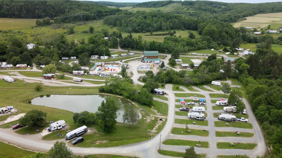 ariel view of sites at Triple R Camping Resort a campground in WNY