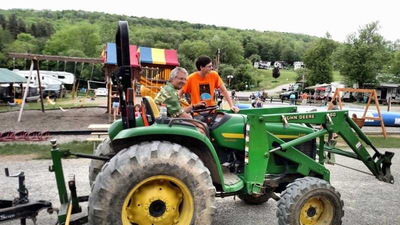 Camper on Tractor Ride During Memorial Day Weekend 2018 at Triple R Campground in Western NY