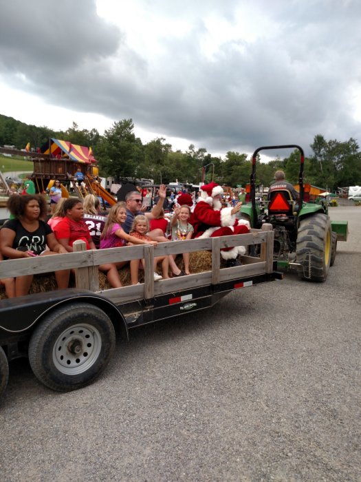 Wagon Ride at Christmas in July Weekend and Triple R Campground in Western NY