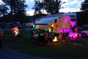 Camper with Christmas decorations