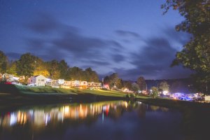 Triple R Camping Resort lit up at night