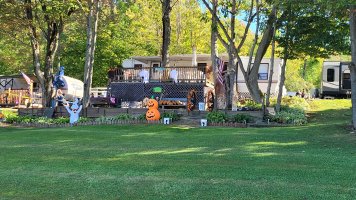 Site decorated with Halloween Decorations at Triple R Camping Resort