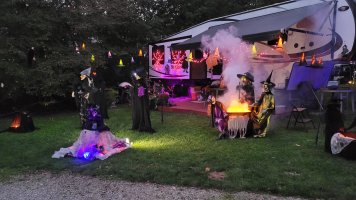 Site decorated with Halloween Decorations at Triple R Camping Resort