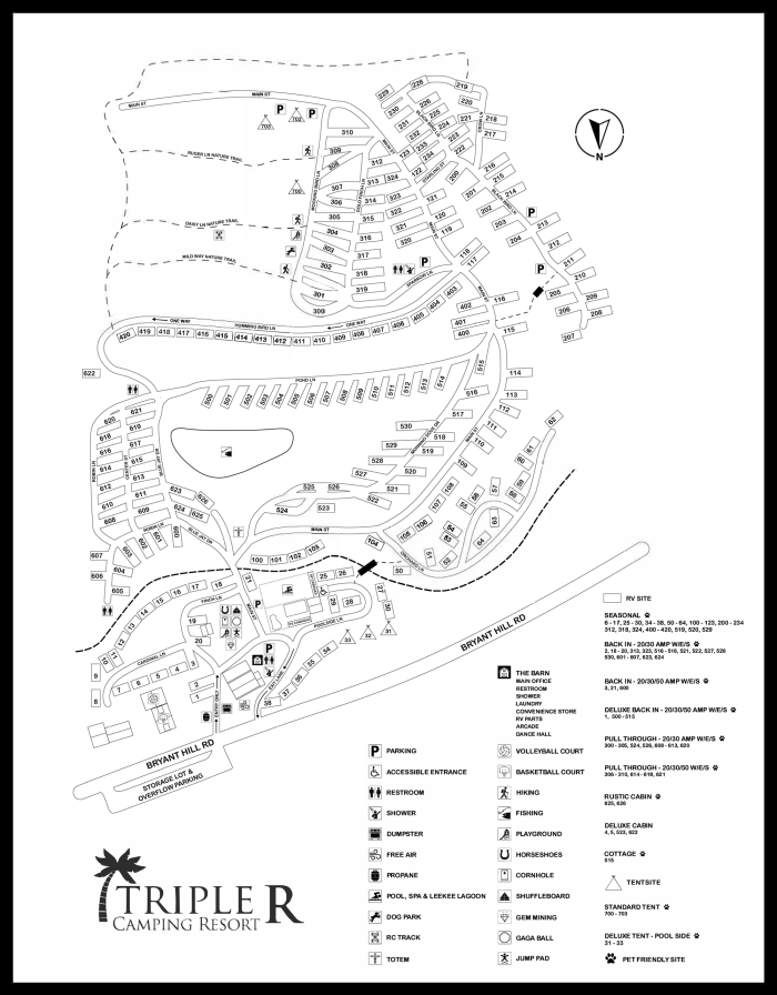 Triple R Camping Resort Site Map Image - B&W