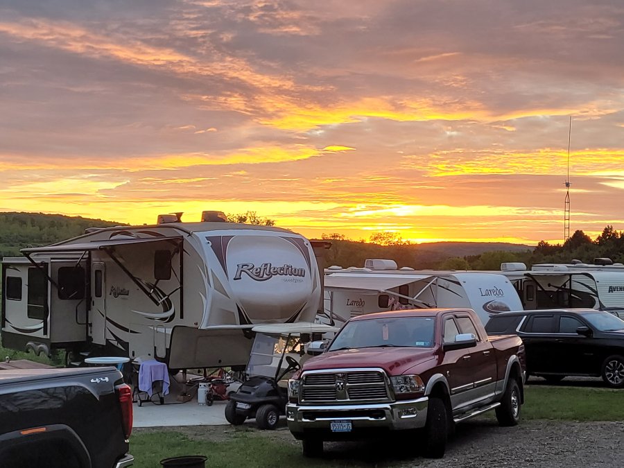 Sunrise over Campers at Triple R