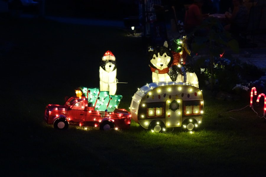 Camper with Christmas decorations