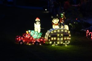 Camper with Christmas decorations