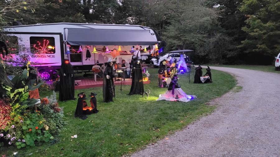 Site decorated with Halloween Decorations at Triple R Camping Resort